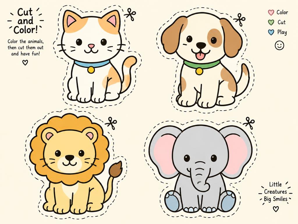 Desenhos de animais para colorir e recortar