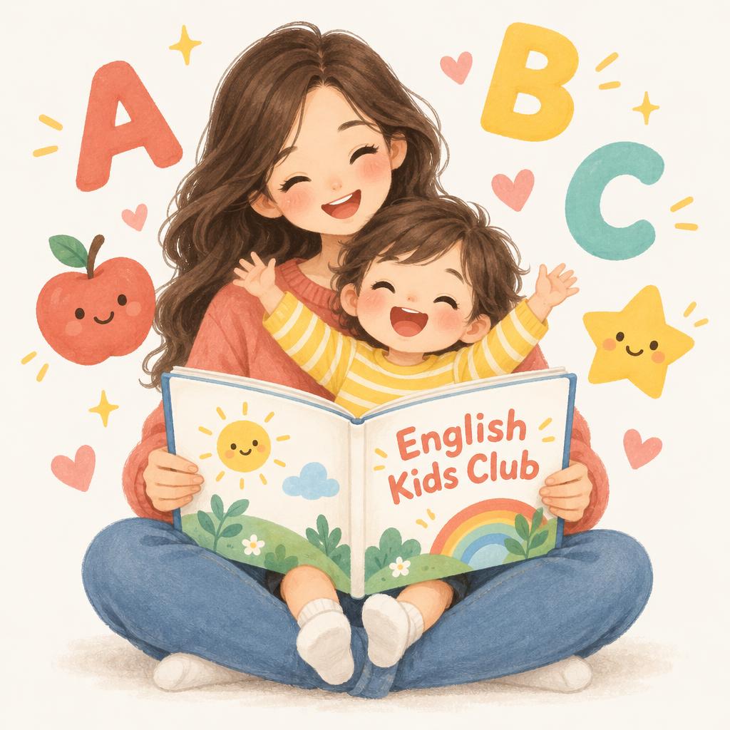 Mãe e filho lendo livro de inglês